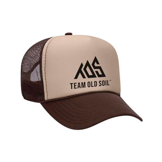 snap back foam mesh trucker hat brown