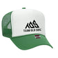 snap back foam mesh trucker hat green and white