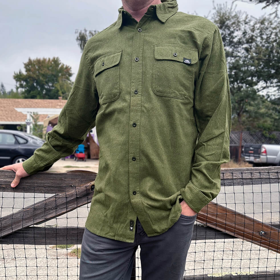 comfortable forest green flannel front