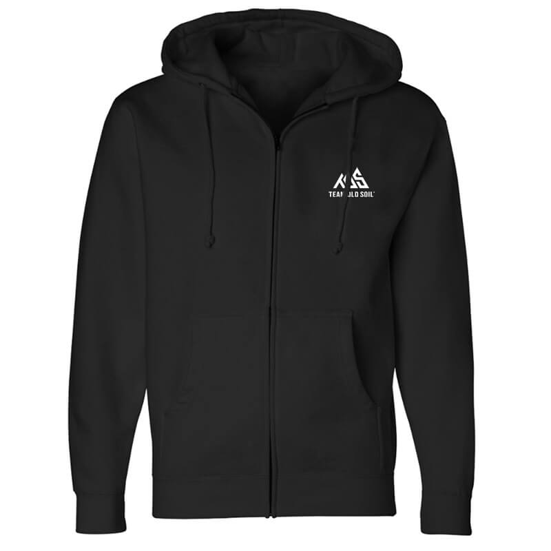 black hooded zip up front sweatshirt front